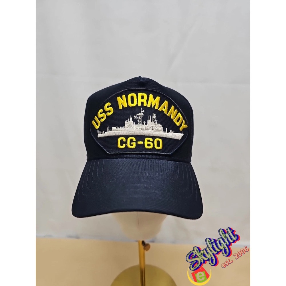 USS Normandy CG60 Navy Ship Hat Blue Snapback Baseball Cap‎ Made in USA
